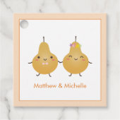 完璧な梨の漫画の花嫁と花婿エレガントな結婚式 フェイバータグ (正面)