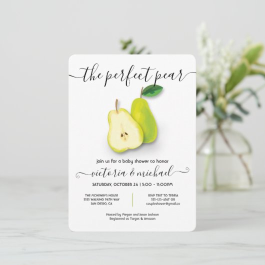 完璧な梨の赤ちゃんシャワー 招待状 (スタンド正面)