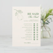 完璧な梨彼は彼女はブライダルシャワーゲームを言った 招待状 (スタンド正面)