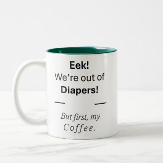 完璧な母の日の贈り物。オムツかコーヒーか？ ツートーンマグカップ