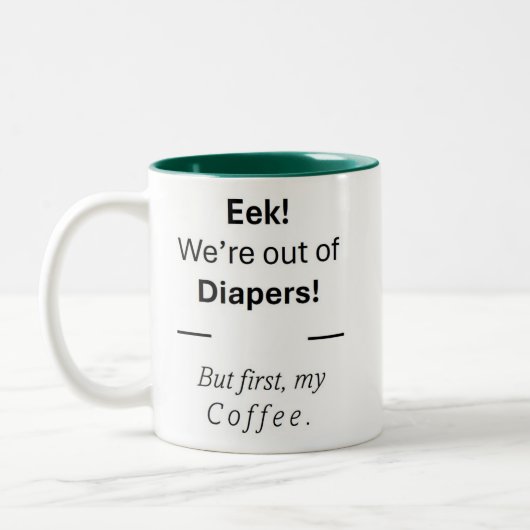 完璧な母の日の贈り物。オムツかコーヒーか？ ツートーンマグカップ (左)