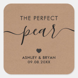 完璧な洋梨のステッカー、ギフトタグ、クラフト スクエアシール
