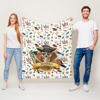 完璧な海賊パターンのパーソナライズ フリースブランケット