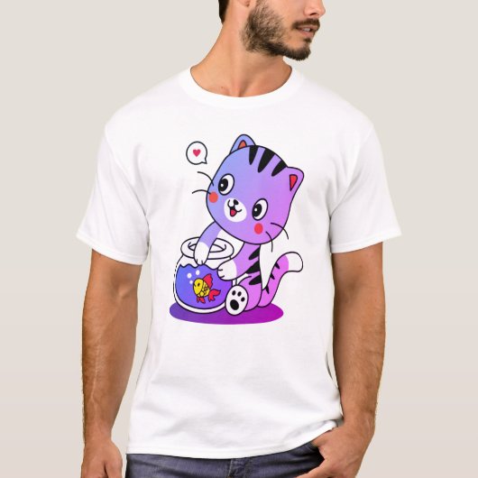 完璧な猫のデザイン Tシャツ (正面)