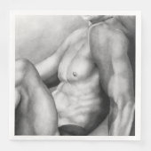 完璧な男性の胸と胴体のファインアート炭筆スケッチ (正面)