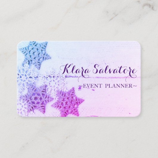 完璧な素晴らしクリスマスパープルスノーフレーク 名刺 (正面)