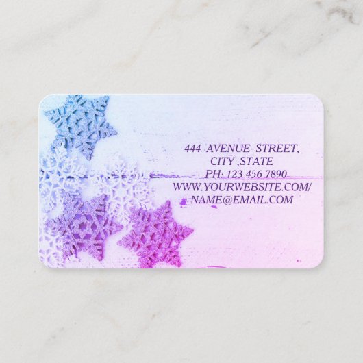 完璧な素晴らしクリスマスパープルスノーフレーク 名刺 (裏面)