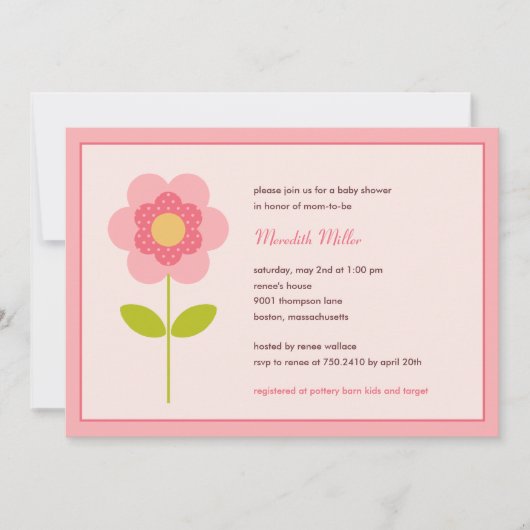 完璧な茎のベビーシャワー招待状 招待状 (正面)