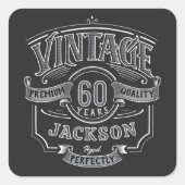 完璧な誕生日 黒と白のヴィンテージ スクエアシール (正面)