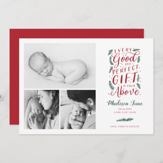 完璧な贈り物のクリスマス誕生のお知らせ シーズンカード (正面/裏面)