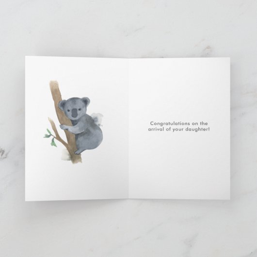 完璧な赤ちゃん女の子カワイイコアラカード カード (内部)