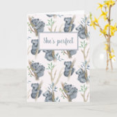 完璧な赤ちゃん女の子カワイイコアラカード カード (黄色い花)