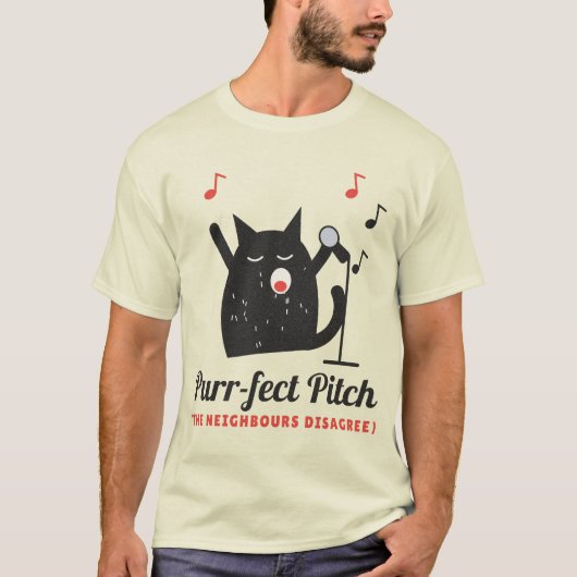 完璧な音程で歌う猫 Tシャツ (正面)