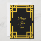 完璧な黒と金ゴールド結婚式招待状 招待状 (裏面)
