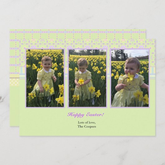 完璧な3枚のフォトカードカスタム 招待状 (正面/裏面)