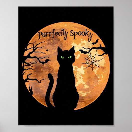 完璧にスプーキーなハロウィン黒猫好き ポスター (正面)