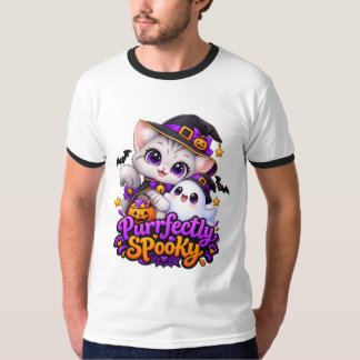 完璧にスプーキーなハロウィン 猫 リンガーTシャツ Tシャツ