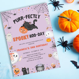 完璧にスプーキーな誕生日おめでとう猫のハロウィンお誕生日 招待状