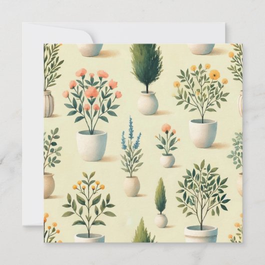 完璧にポットされたプリントデザイン 招待状 (正面)