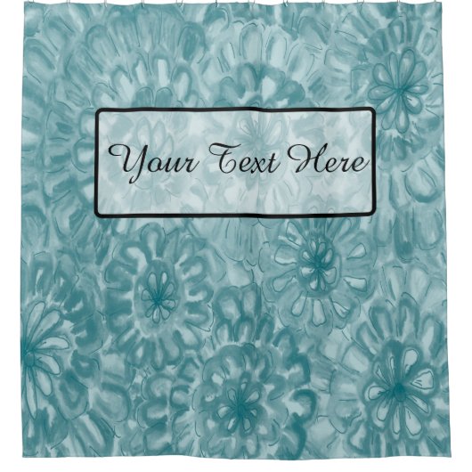 完璧にマッチした色の水彩の花 シャワーカーテン (正面)