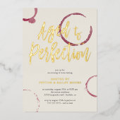 完璧に熟成したシミ ワインパーティー ゴールド 箔招待状 (正面)