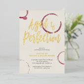 完璧に熟成したシミ ワインパーティー ゴールド 箔招待状 (立ち正面)