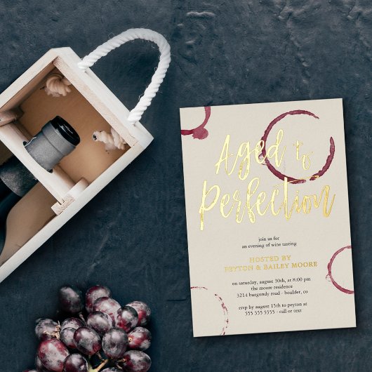 完璧に熟成したシミ ワインパーティー ゴールド 箔招待状