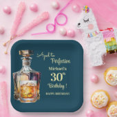 完璧に熟成した大人の30歳誕生日 ワインボトルとグラス ペーパープレート (パーティー)