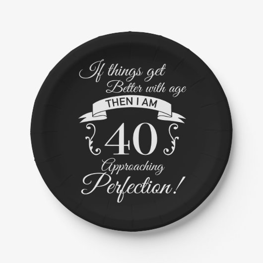 完璧に迫る40歳の誕生日ユーモア ペーパープレート (正面)