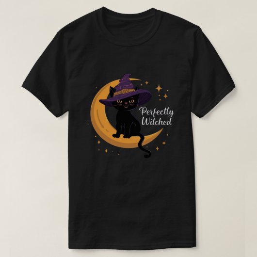 完璧に魔法にかかった黒猫Tシャツ Tシャツ (デザイン正面)