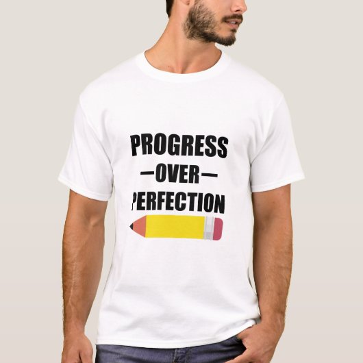完璧より進歩 バックトゥスクール 先生 Tシャツ (正面)