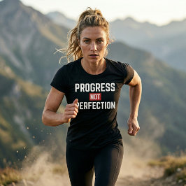 完璧を求めず進歩を重視するジムモチベーションTシャツ Tシャツ