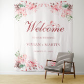 完璧エレガントな桜ピンクドリーム結婚ズウェルカム タペストリー (インサイチュ)