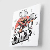 完璧クールなカラフルシェフ スクエア壁時計 (傾斜)