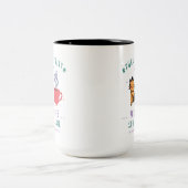 完璧主義の猫好きのためのコーヒーと猫のユーモア満載のデザイン ツートーンマグカップ (中央)