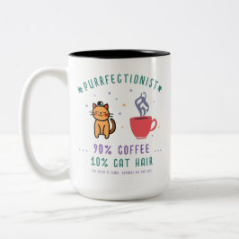 完璧主義の猫好きのためのコーヒーと猫のユーモア満載のデザイン ツートーンマグカップ