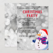 完璧, かっこいい, キラキラ輝く銀の雪だるま, クリスマス 招待状 (正面/裏面)
