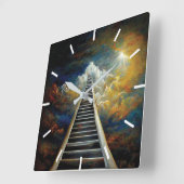 宗教とアフター絵画ライフの天国への階段 スクエア壁時計 (傾斜)