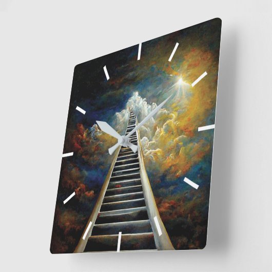 宗教とアフター絵画ライフの天国への階段 スクエア壁時計 (傾斜)