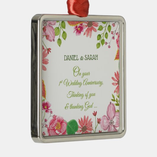 宗教の一周結婚記念の花 メタルオーナメント (右)