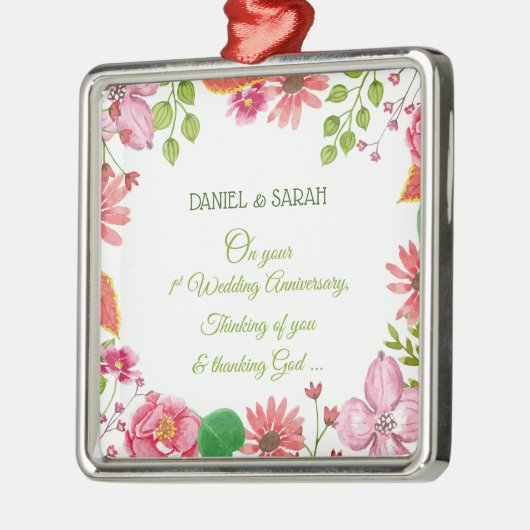 宗教の一周結婚記念の花 メタルオーナメント (左)