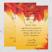 宗教の結婚式招待状、秋の赤い葉 招待状 (正面/裏面)