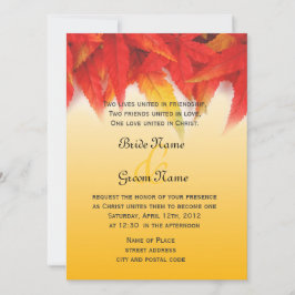 宗教の結婚式招待状、秋赤葉 招待状