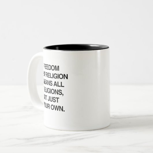 宗教の自由は全ての宗教を意味する ツートーンマグカップ (正面左)