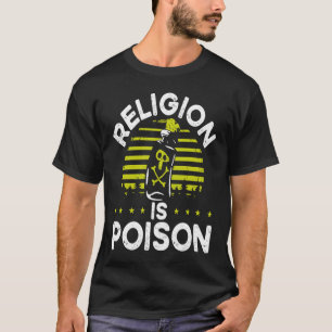 宗教は毒バックプリント無神論者である Tシャツ