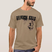 宗教は血によって逆にされる十字のTシャツを殺します Tシャツ (正面)