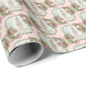 宗教アワーレディオブファティマヴァージンメアリーピンクローズ ラッピングペーパー (ロールコーナー)