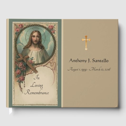 宗教イエス葬儀記念ヴィンテージ ゲストブック (正面)