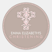 宗教エレガントお祝い十字架 ラウンドシール (正面)