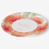 宗教エレガントな水彩画のモモのシャクヤクの洗礼 ペーパープレート (アングル)